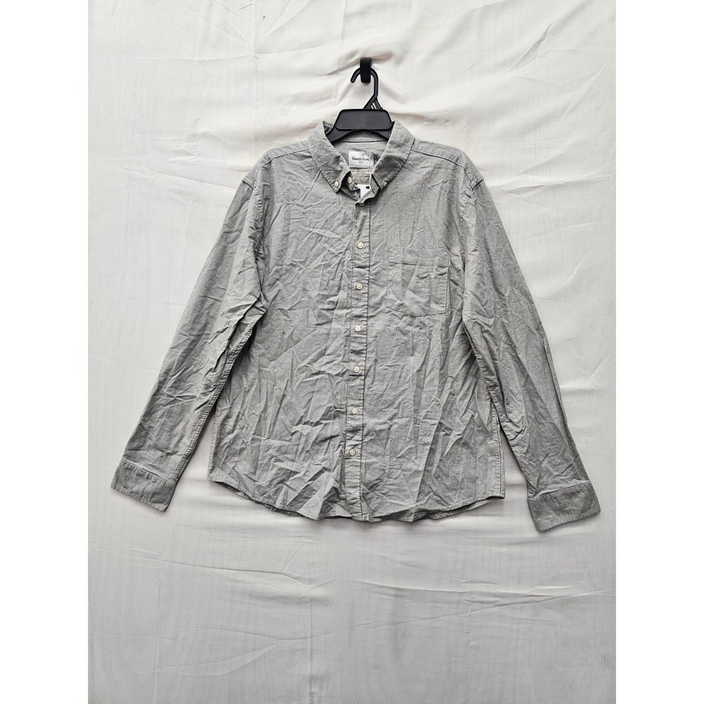 Goodfellow & Co Mens Slim Fit Oxford Button Up Shirt Gray Cotton Size XL